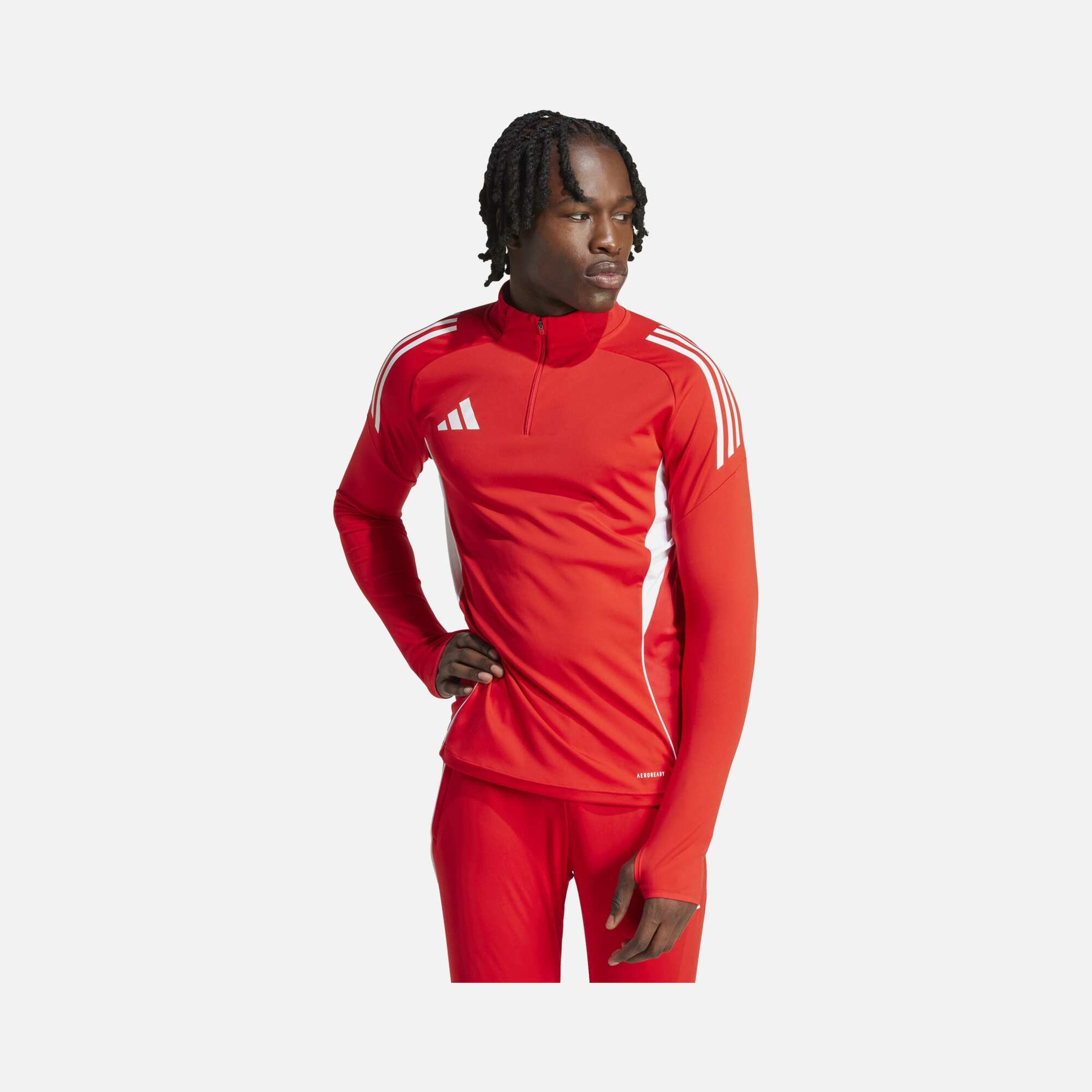 adidas AEROREADY Tiro25 Club Training 3-Stripes 1/4 Zip Long-Sleeve Erkek Tişört