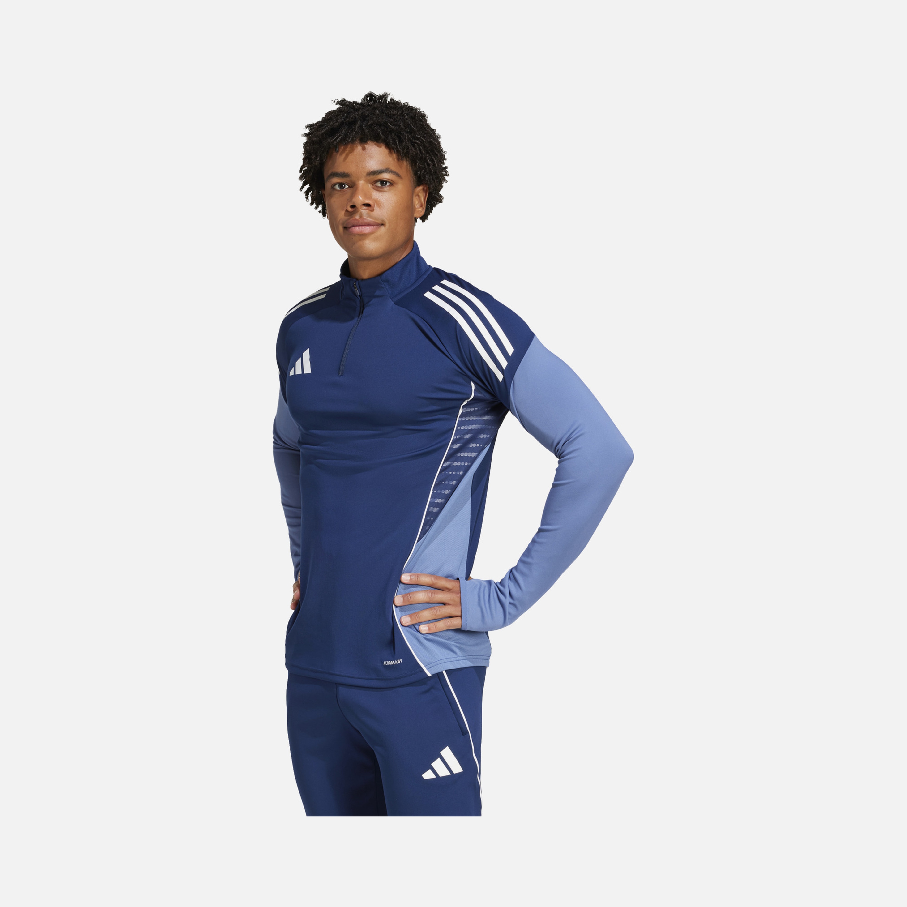 adidas AEROREADY Tiro25 Club Training 3-Stripes 1/4 Zip Long-Sleeve Erkek Tişört