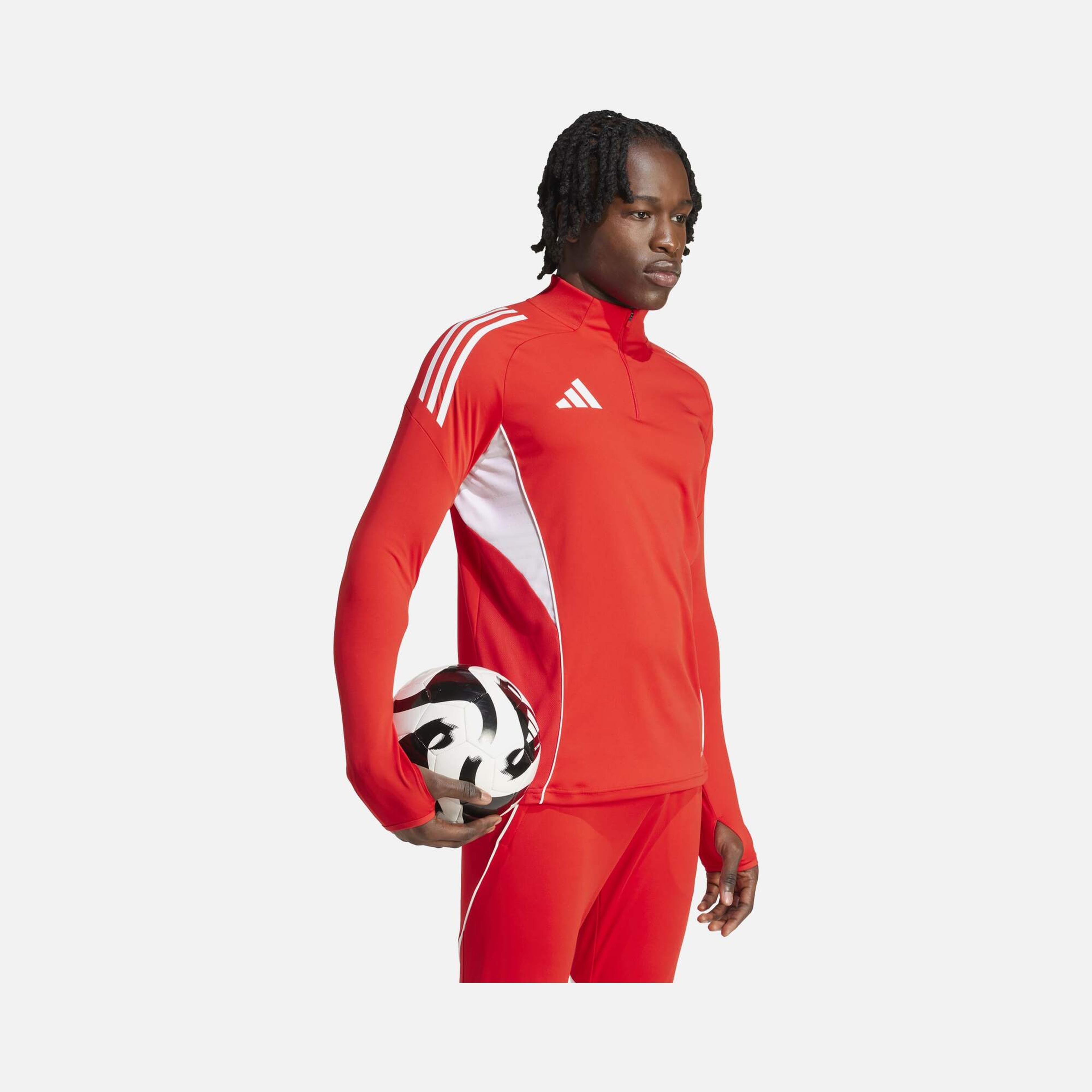 adidas AEROREADY Tiro25 Club Training 3-Stripes 1/4 Zip Long-Sleeve Erkek Tişört
