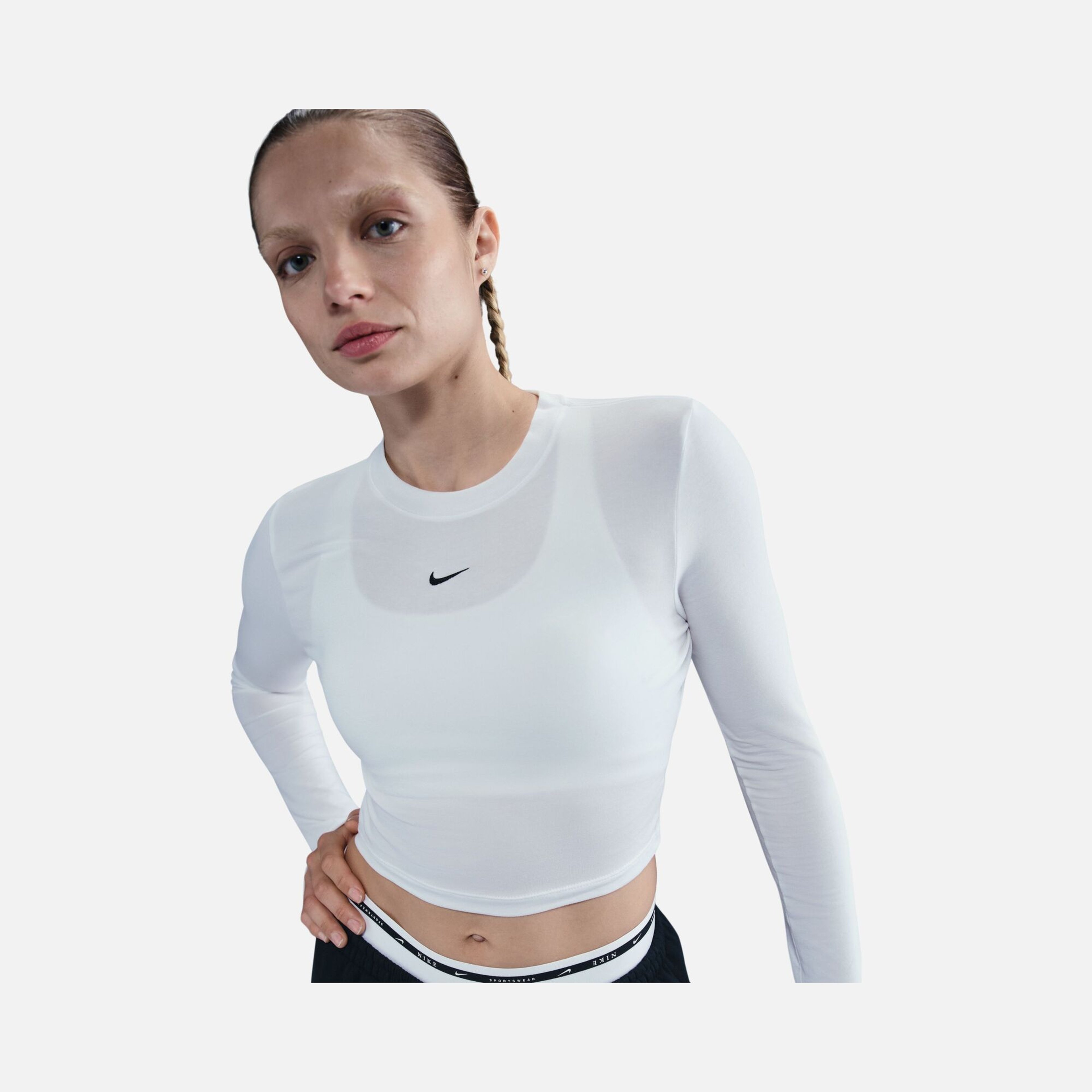 Nike Sportswear Chill Knit Slim Cropped Long-Sleeve Kadın Tişört