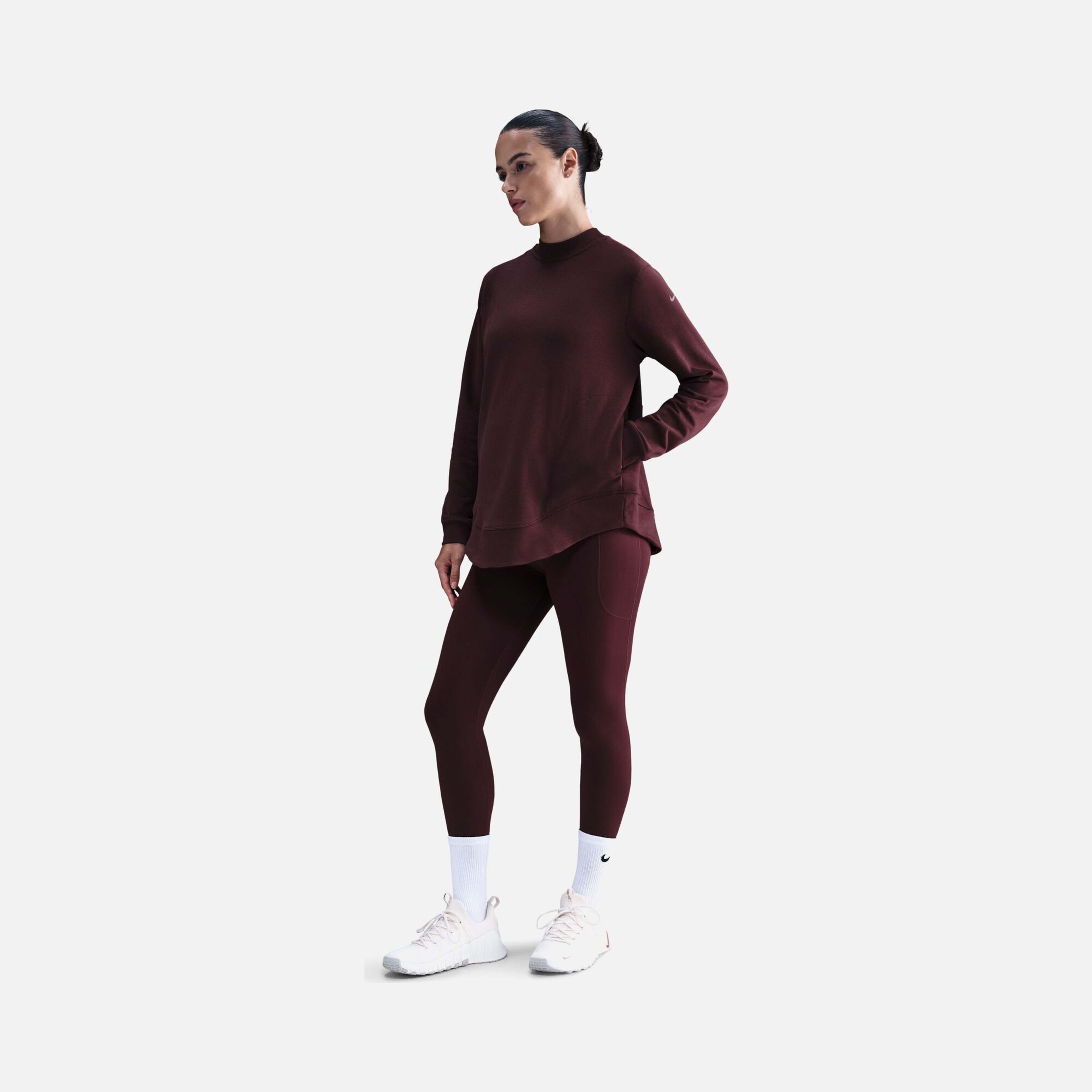 Nike One Reversible French Terry Pullover Full Length Slit Long-Sleeve Training (Maternity) Kadın Tişört