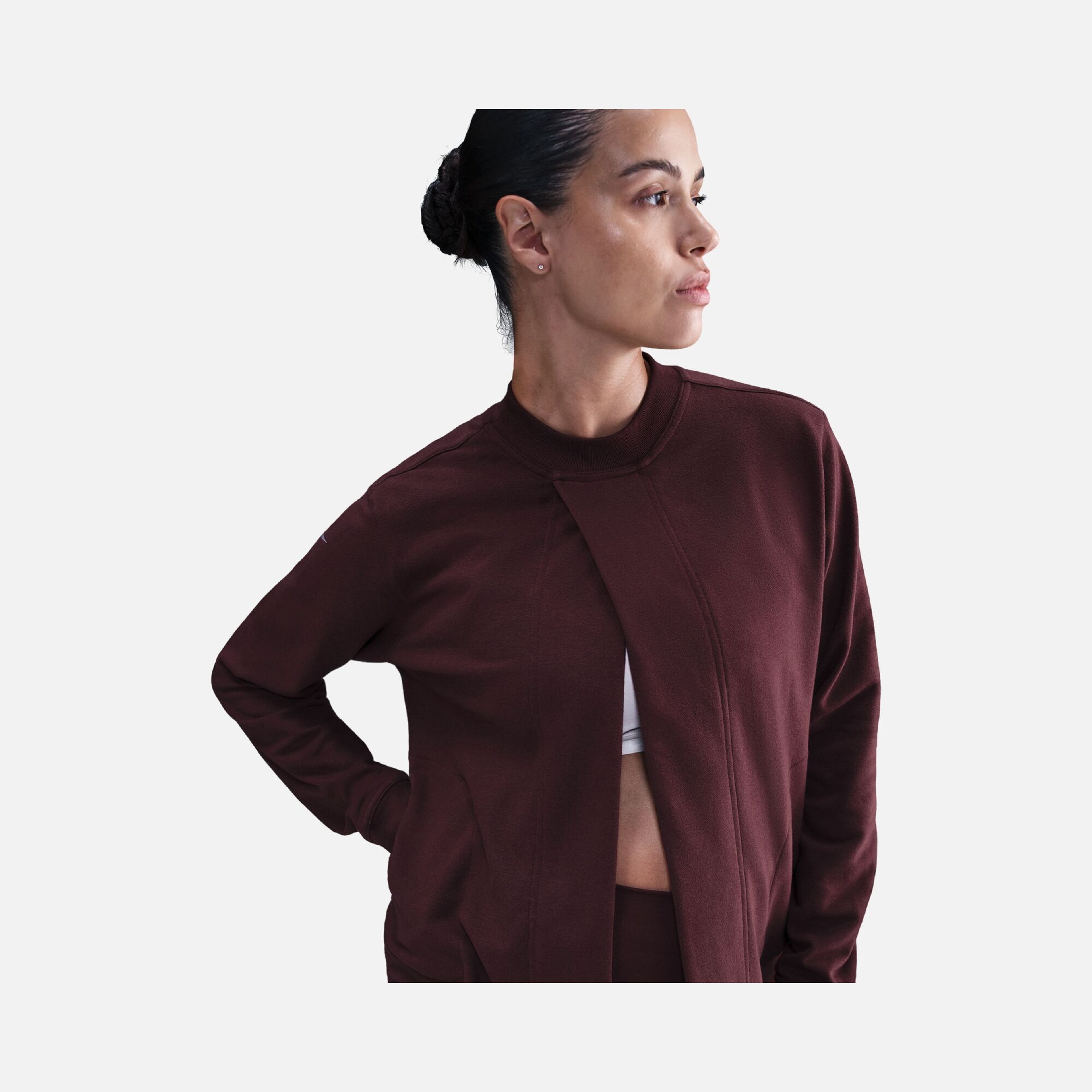 Nike One Reversible French Terry Pullover Full Length Slit Long-Sleeve Training (Maternity) Kadın Tişört