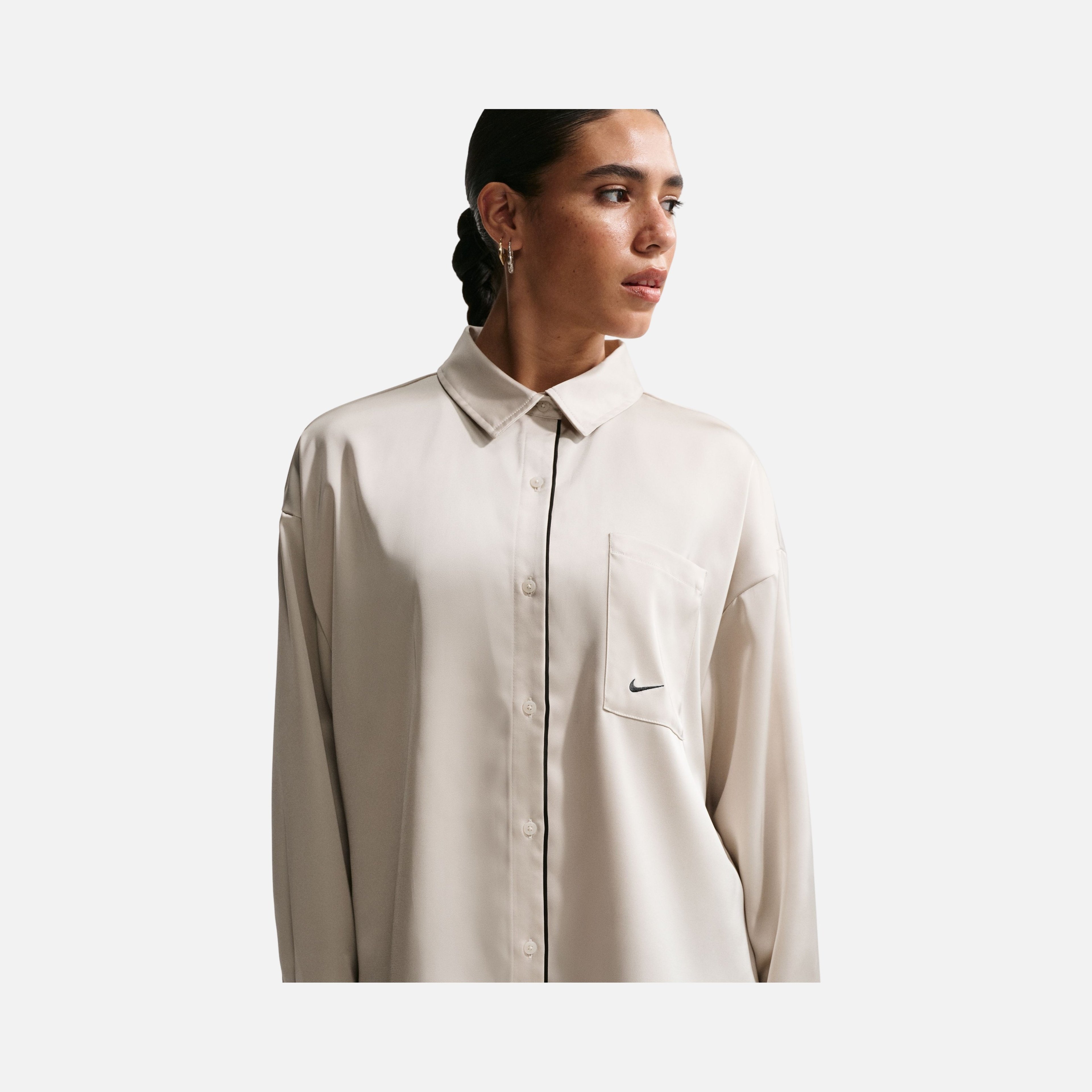 Nike W Nsw Offln Woven Stn Ls Top Kadın Gömlek