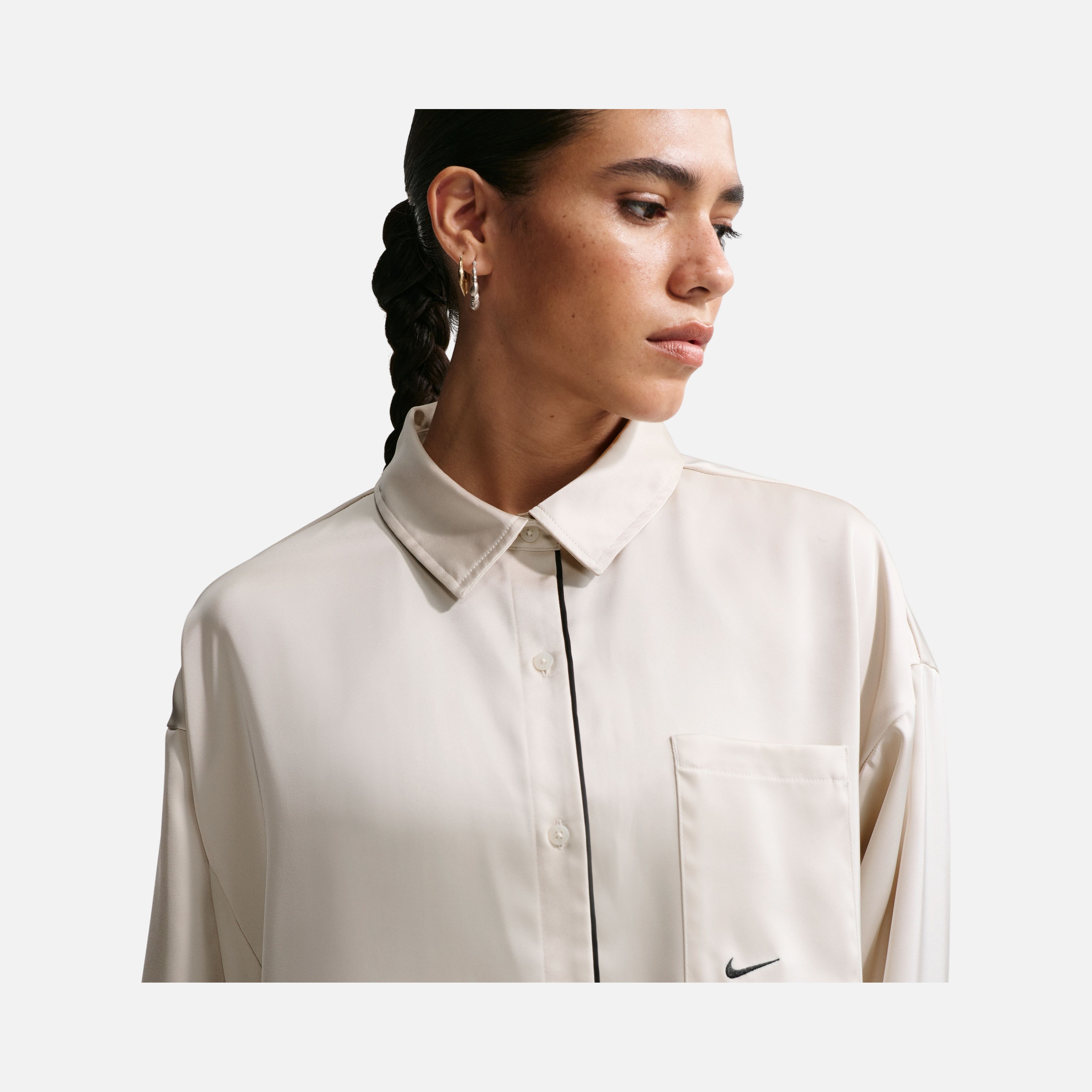 Nike W Nsw Offln Woven Stn Ls Top Kadın Gömlek