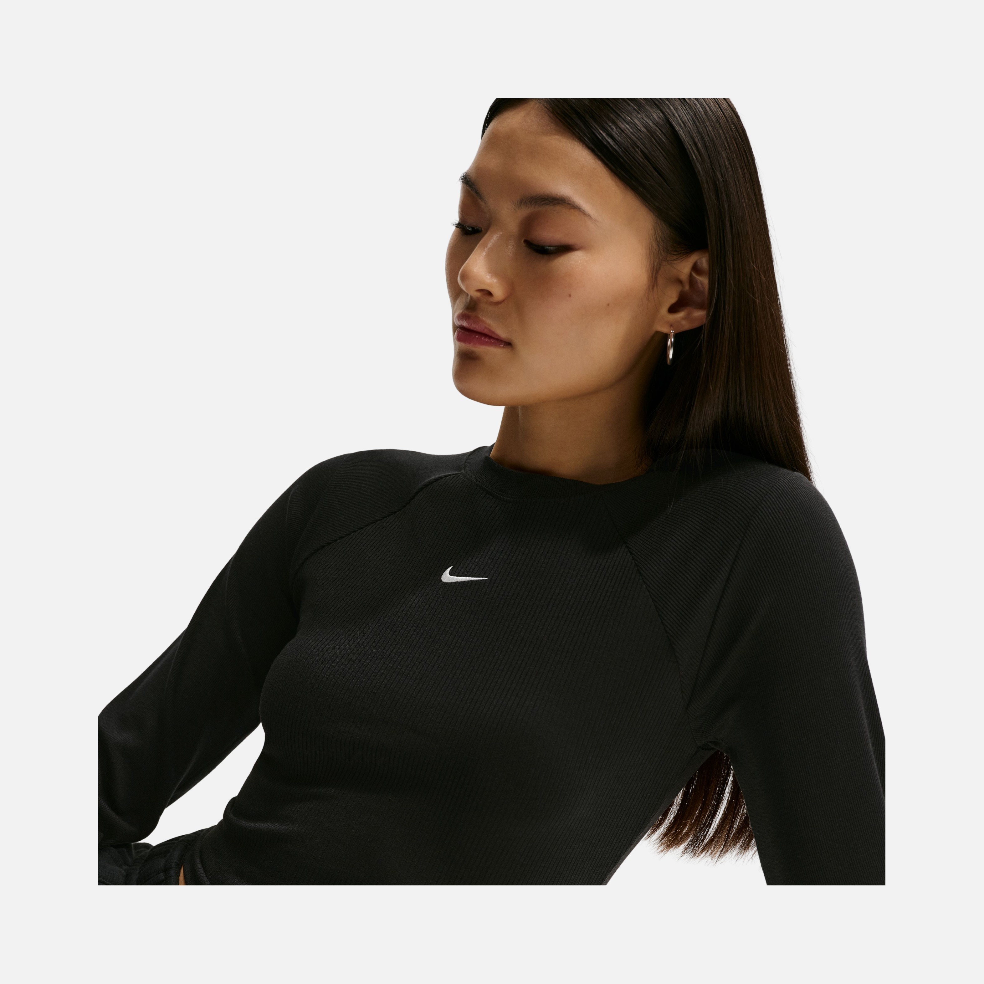Nike W Nsw Chill Knit Rib Ls Top Kadın Uzun Kollu Tişört