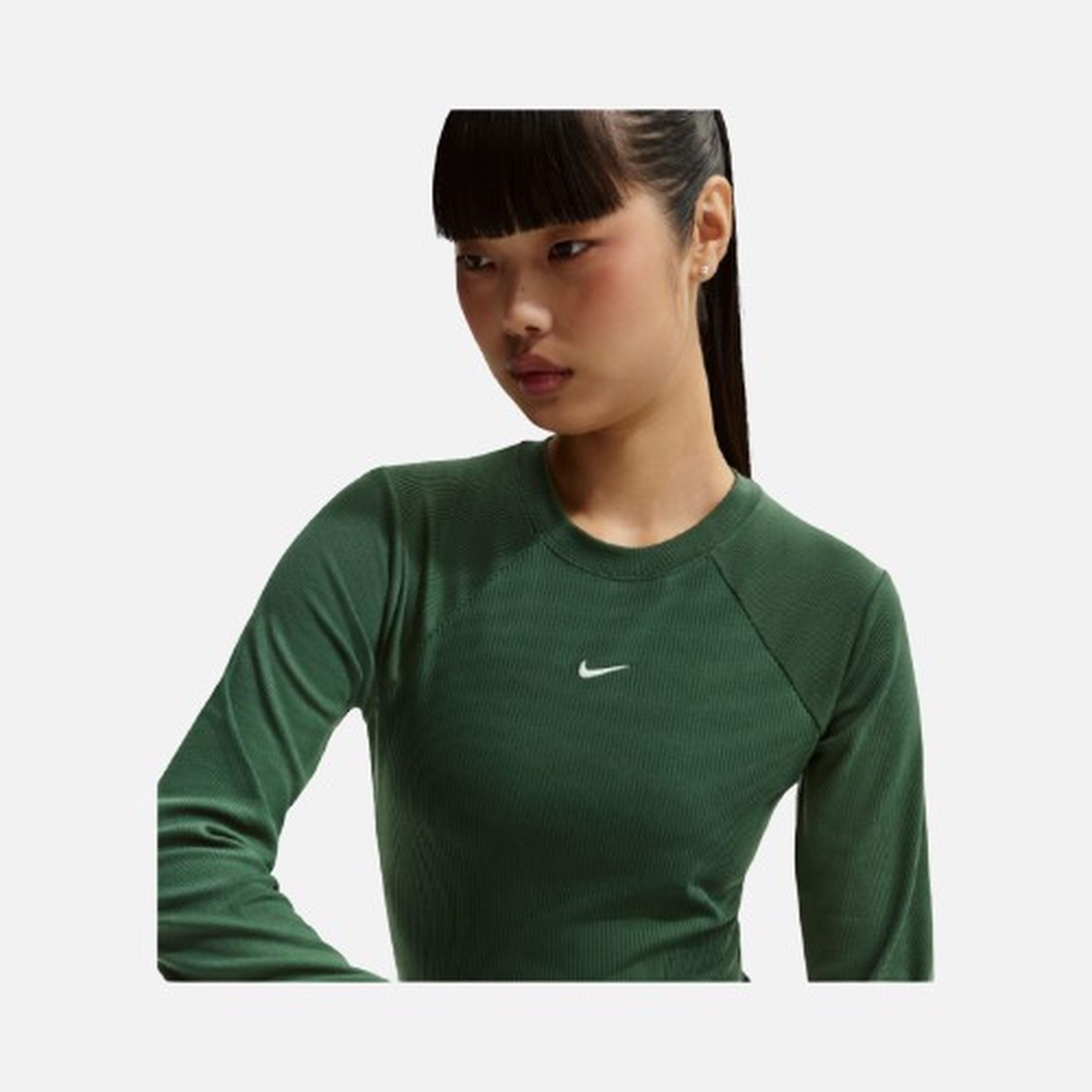 Nike W Nsw Chill Knit Rib Ls Top Kadın Uzun Kollu Tişört