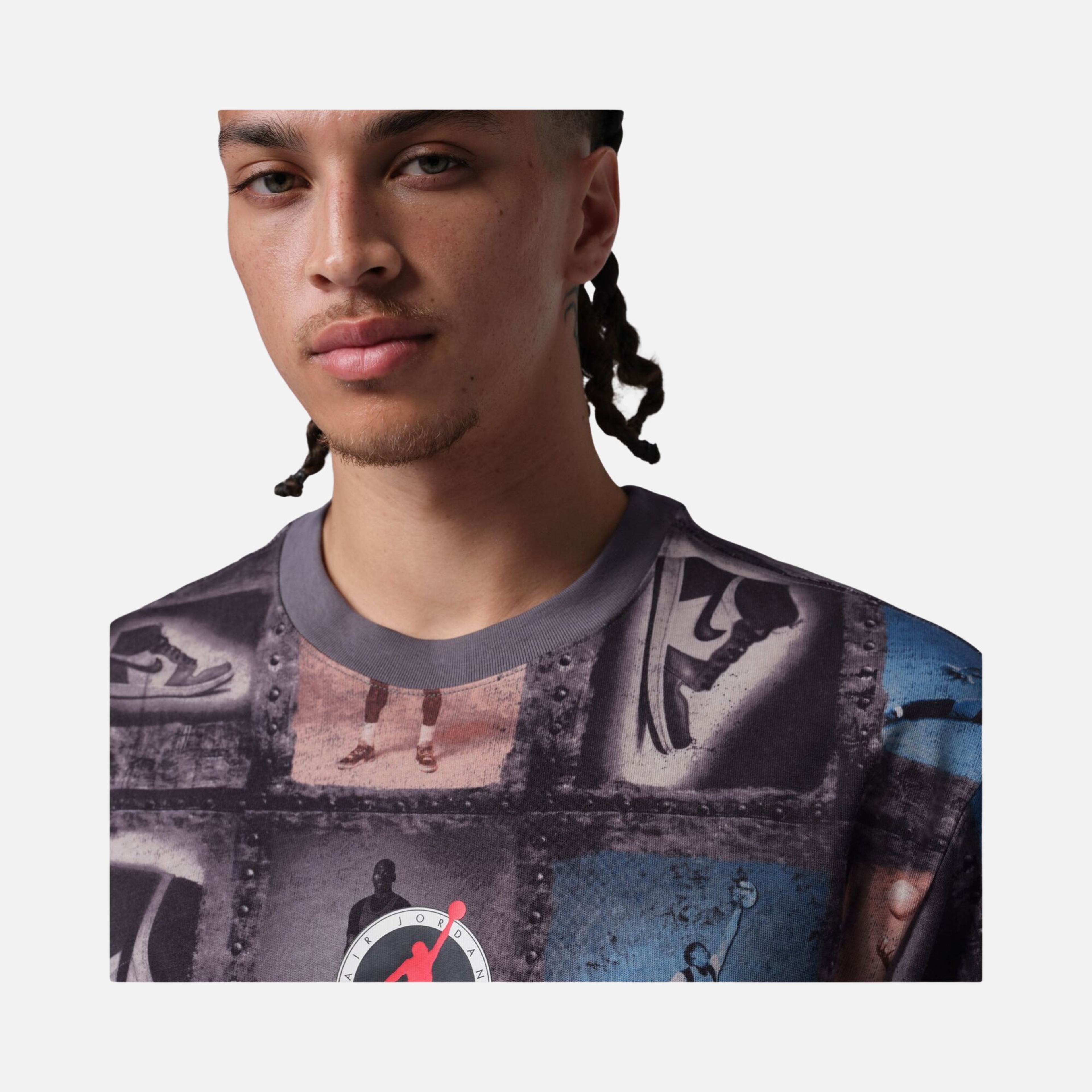 Nike M Jordan Flt Clb Aop Ss Crew Erkek Tişört