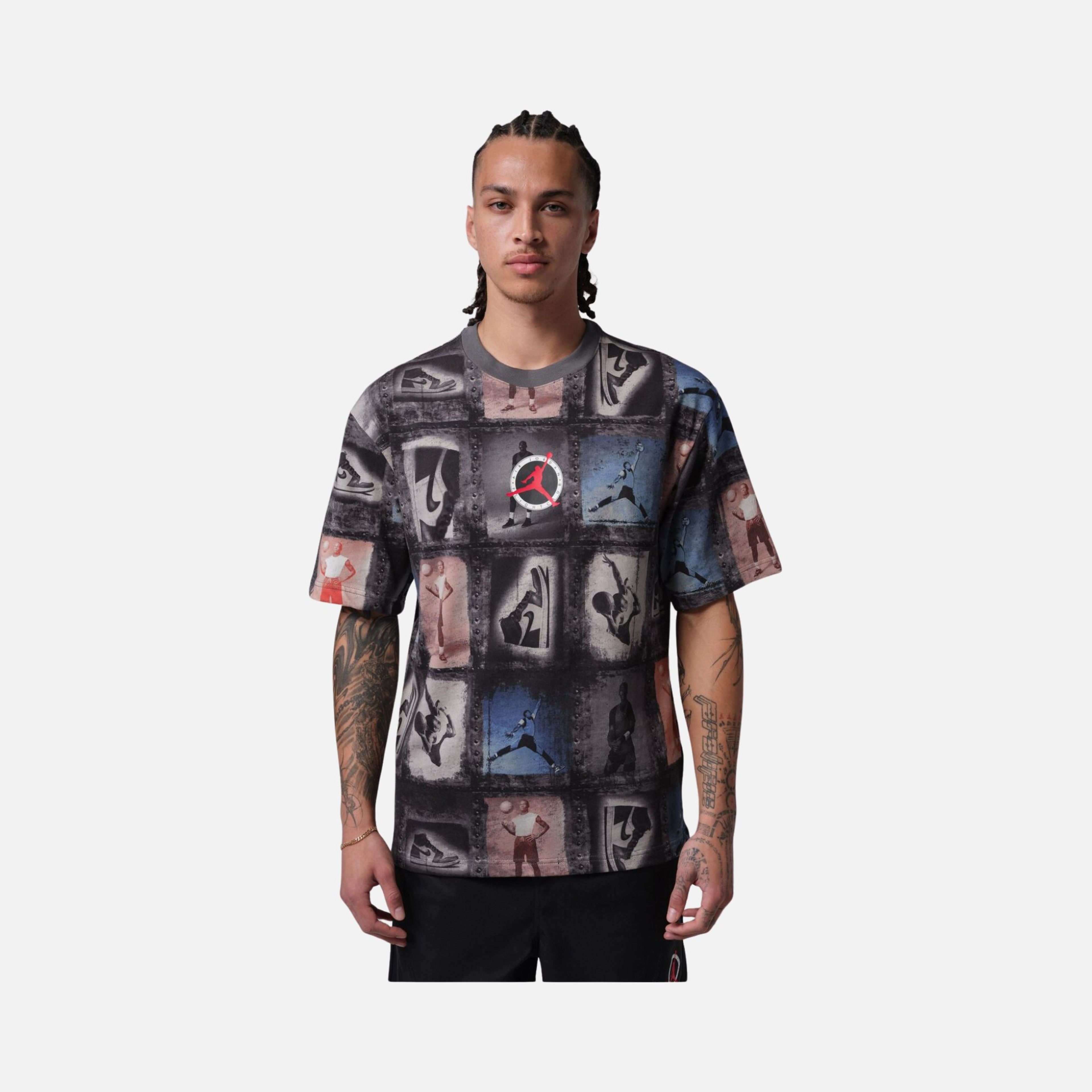 Nike M Jordan Flt Clb Aop Ss Crew Erkek Tişört