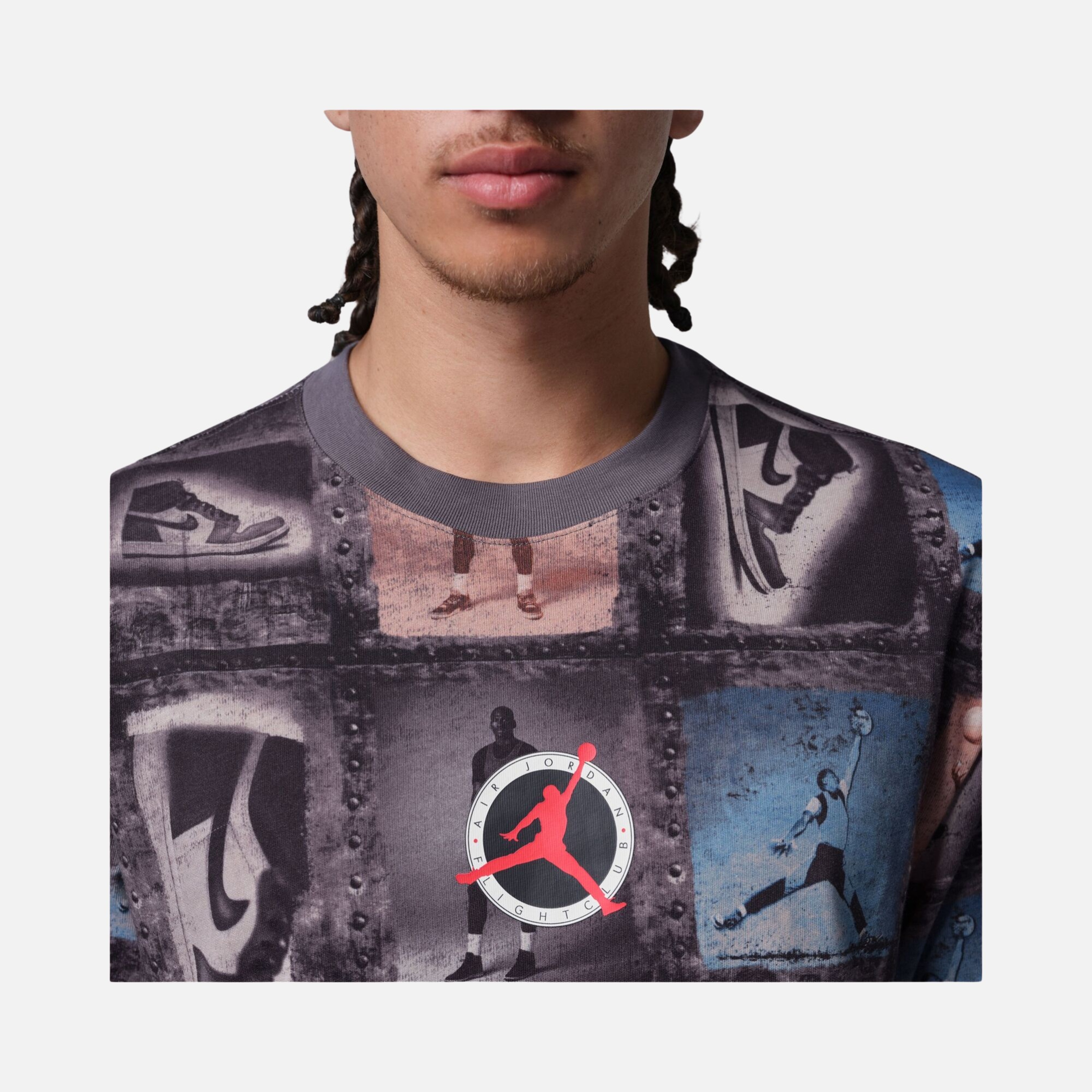 Nike M Jordan Flt Clb Aop Ss Crew Erkek Tişört