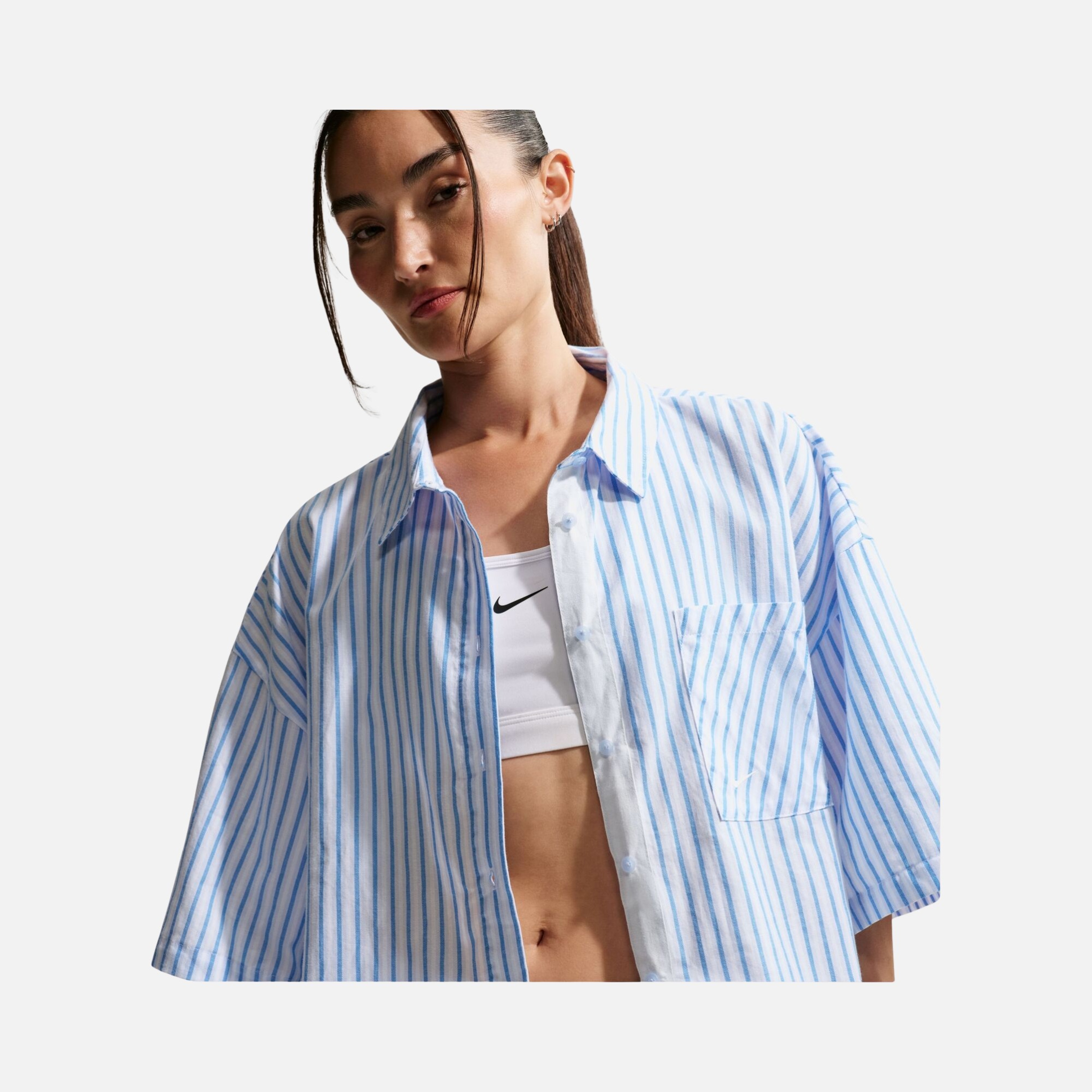 Nike Sportswear Offline Woven Poplin Çizgili Kadın Gömlek