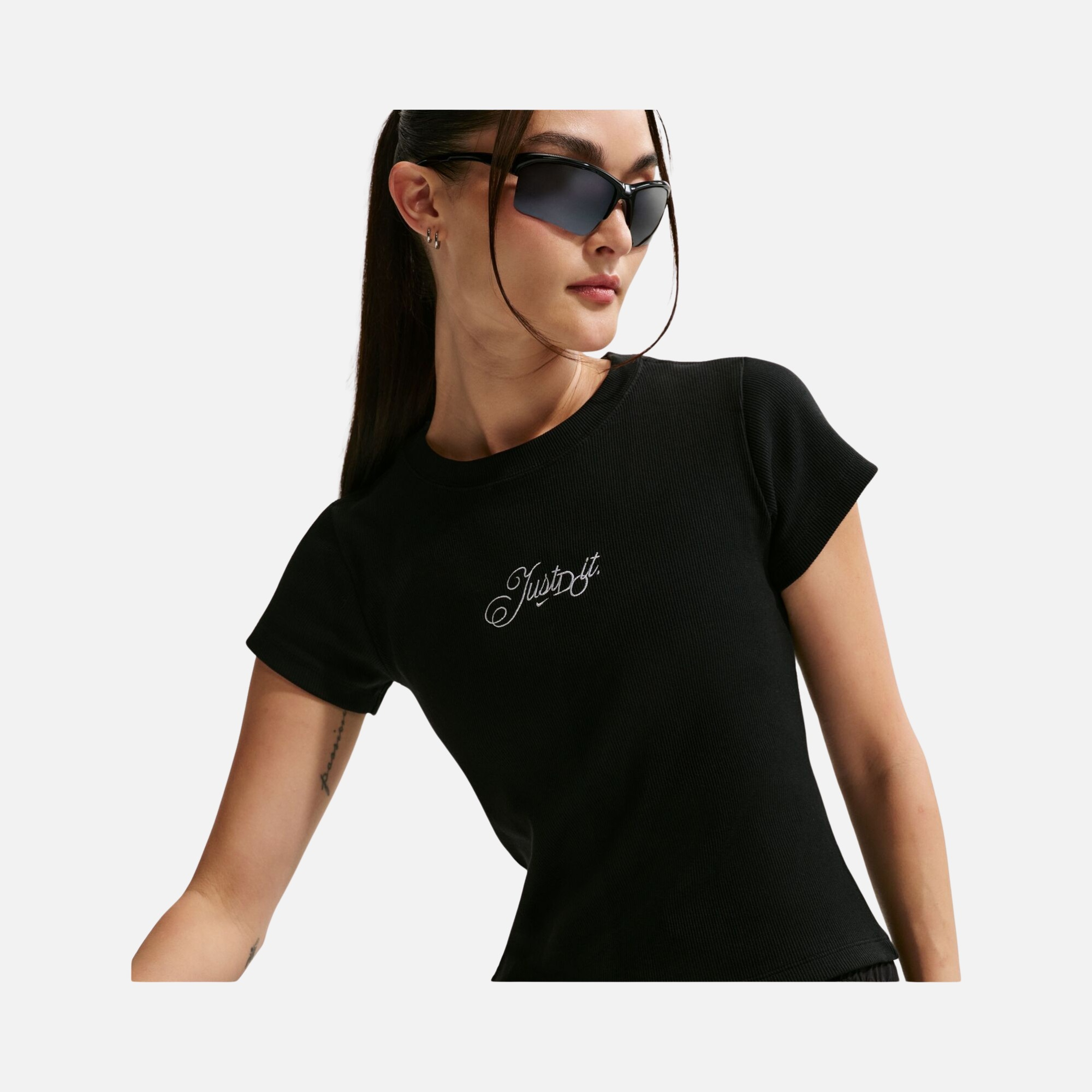 Nike Sportswear Rib Modern Crop Just Do It Kadın Tişört