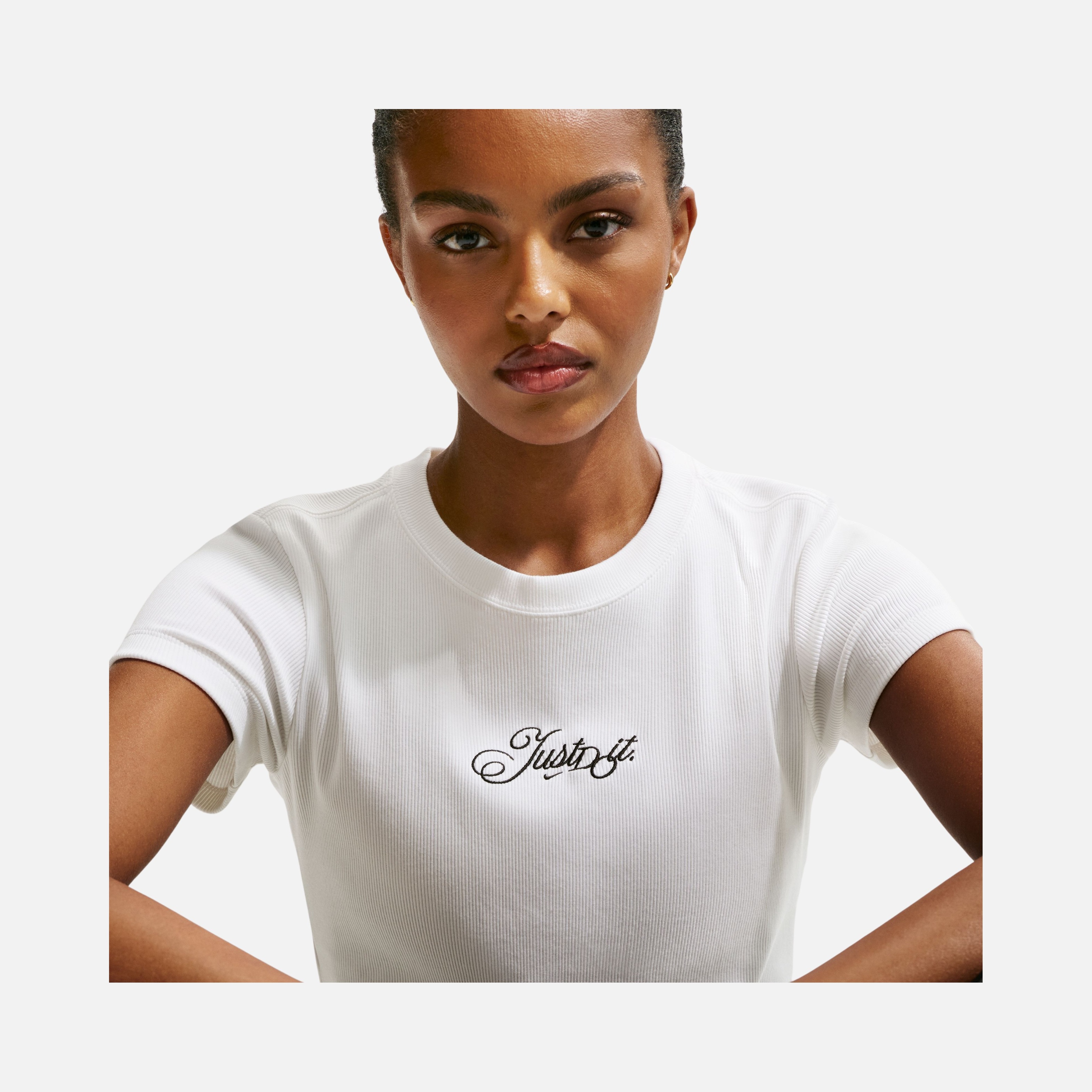 Nike Sportswear Rib Modern Crop Just Do It Kadın Tişört