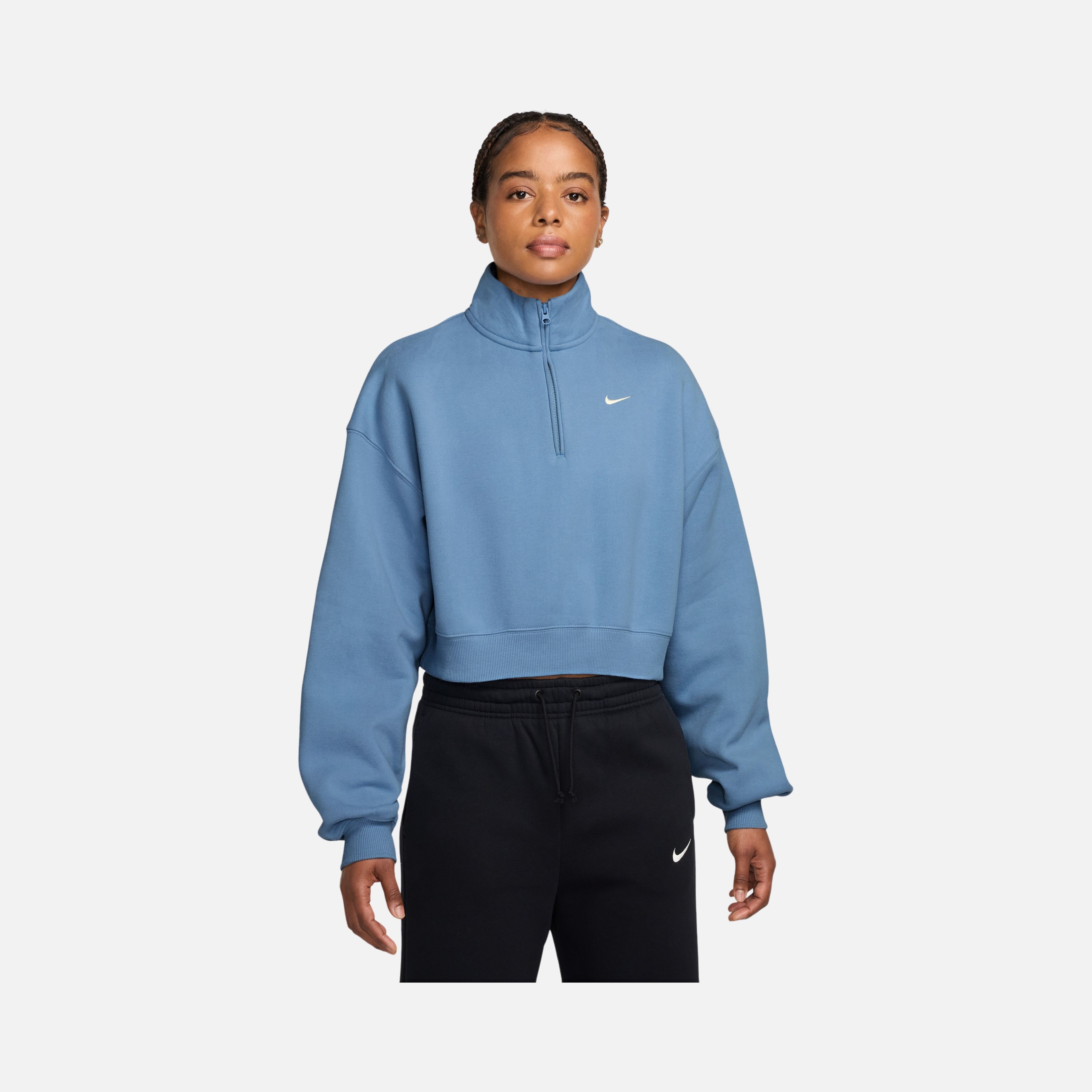 Nike Studio Fleece Mid Waist Oversized Crop Quarter Zip Kadın Sweatshirt