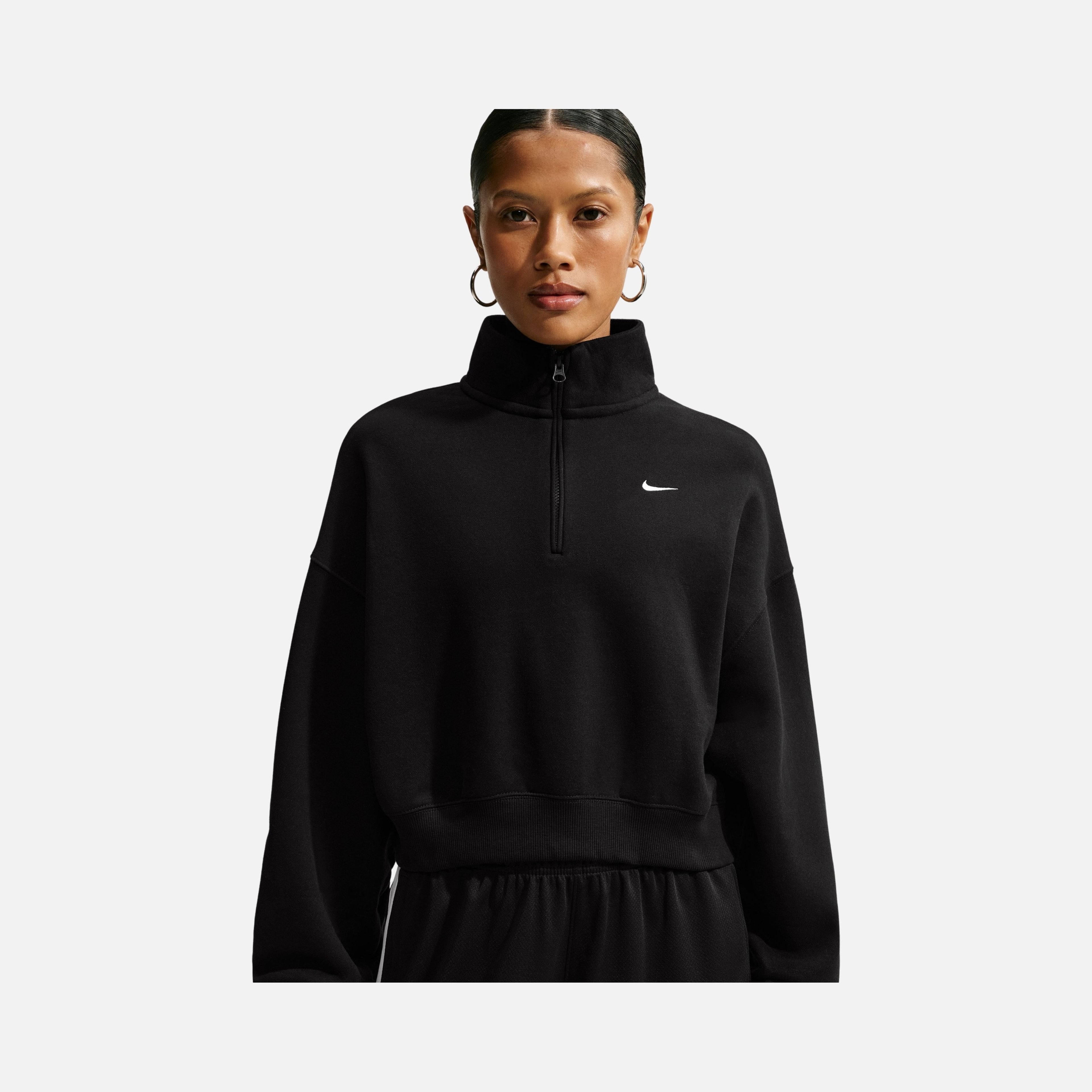 Nike Studio Fleece Mid Waist Oversized Crop Quarter Zip Kadın Sweatshirt