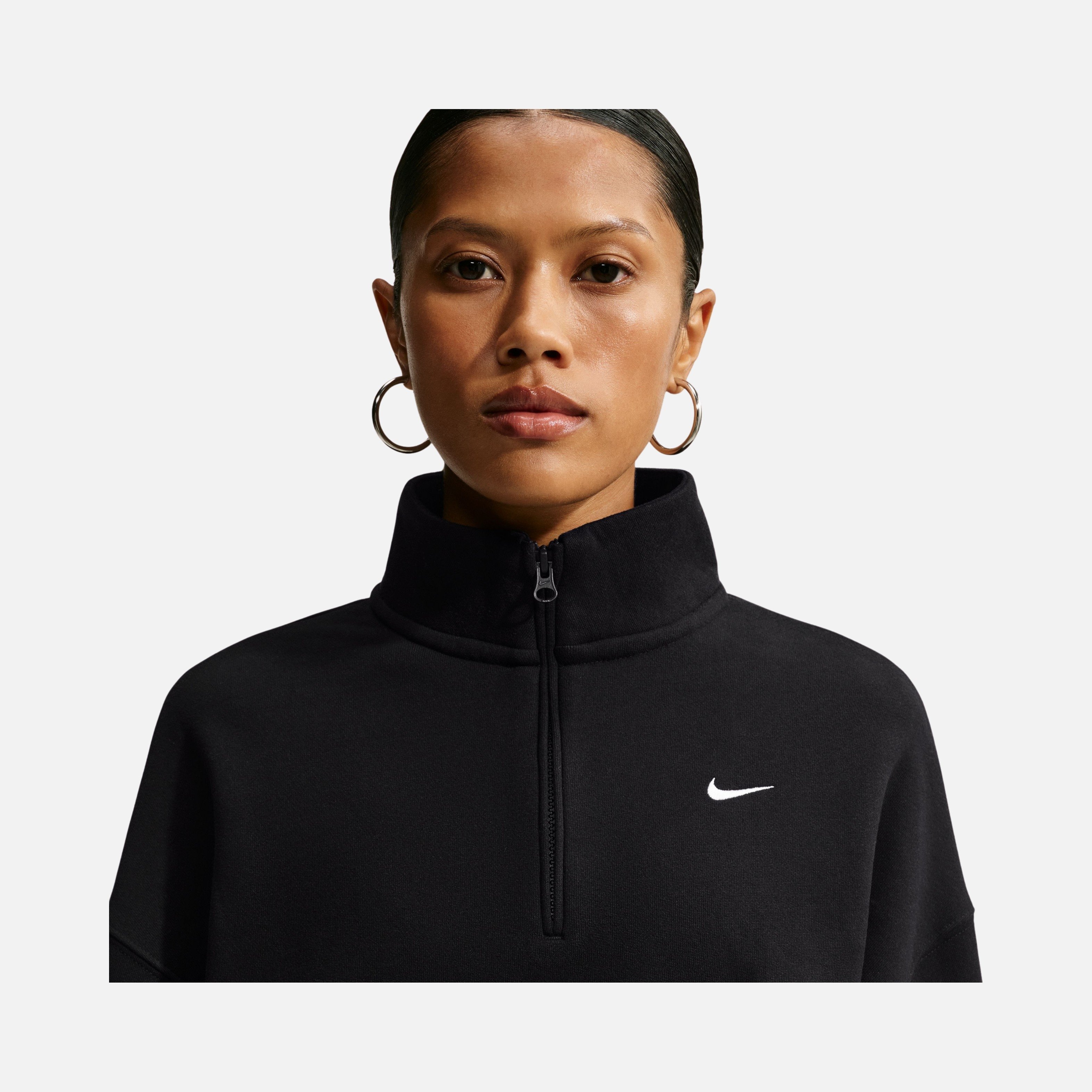 Nike Studio Fleece Mid Waist Oversized Crop Quarter Zip Kadın Sweatshirt