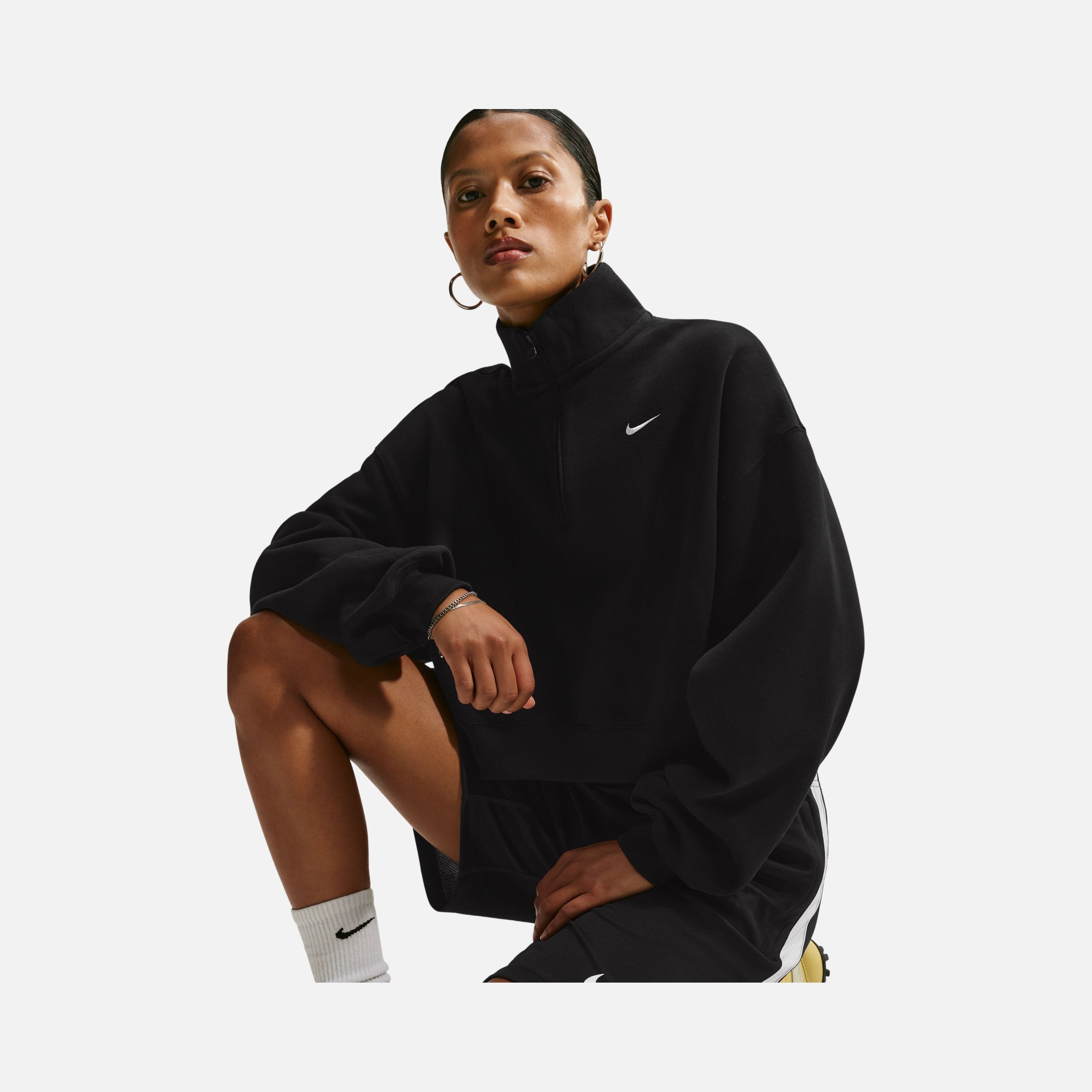 Nike Studio Fleece Mid Waist Oversized Crop Quarter Zip Kadın Sweatshirt