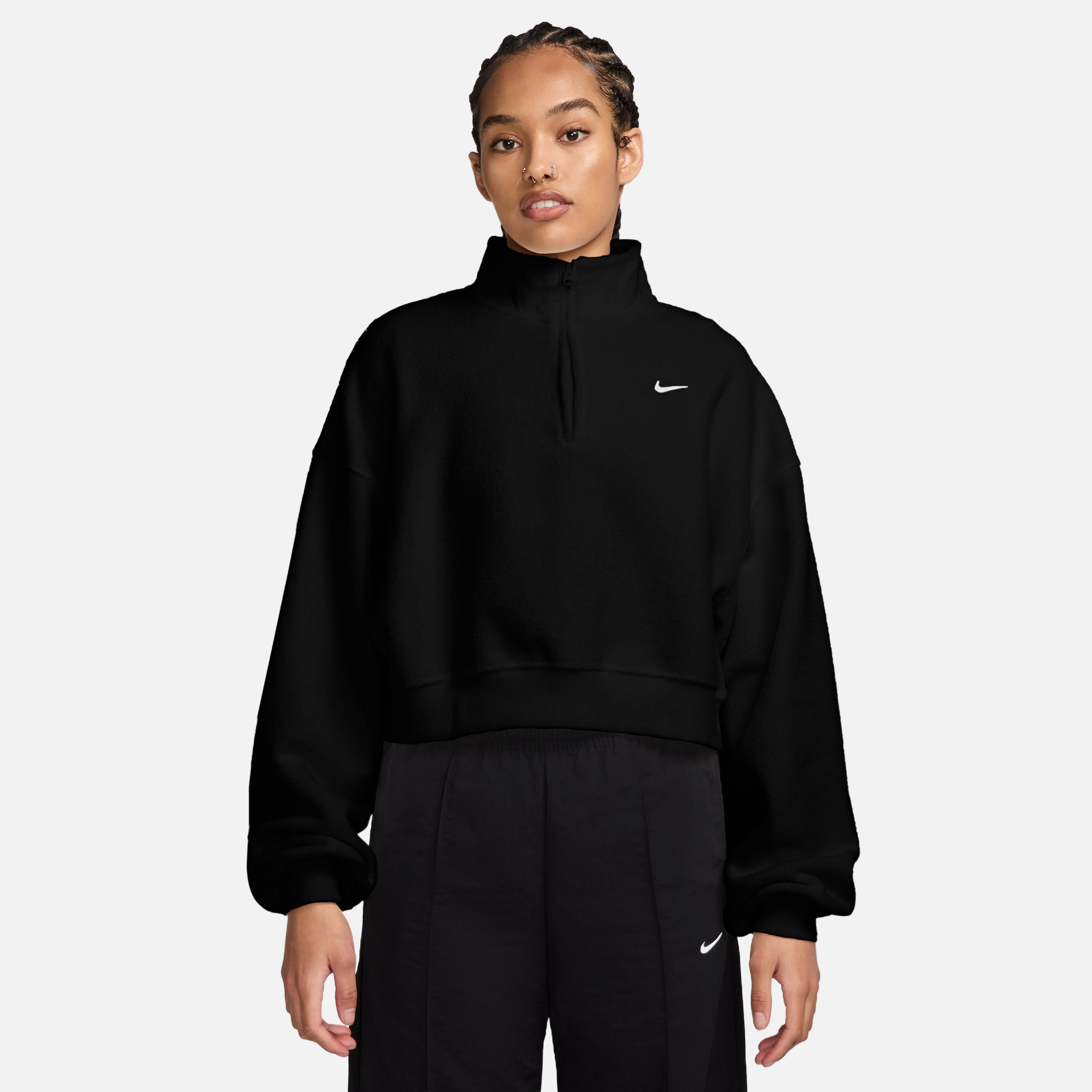 Nike Studio Fleece Plsh Oversize Crop Quarter-zip Kadın Sweatshirt